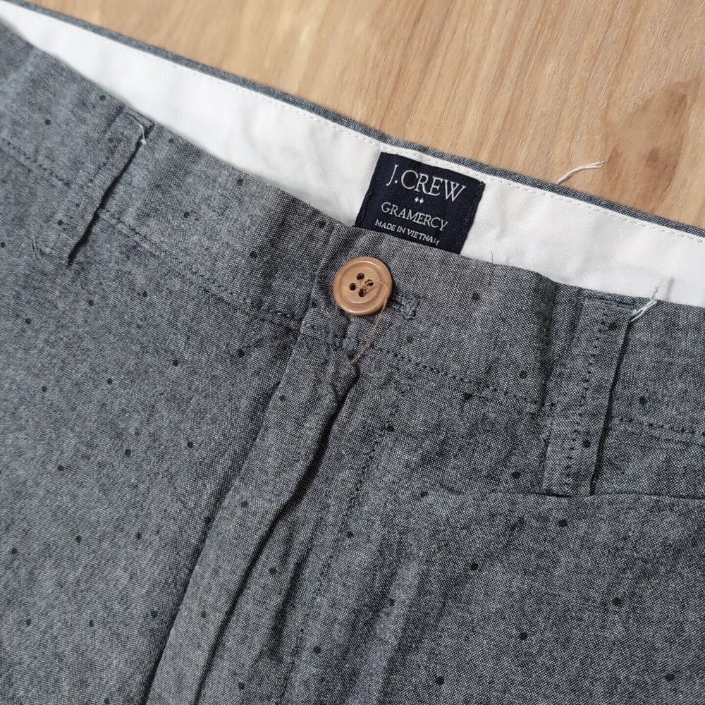 J Crew Shorts Mens 34‎ Gray Polka Dot Flat Front Chino Gramercy Lightweight